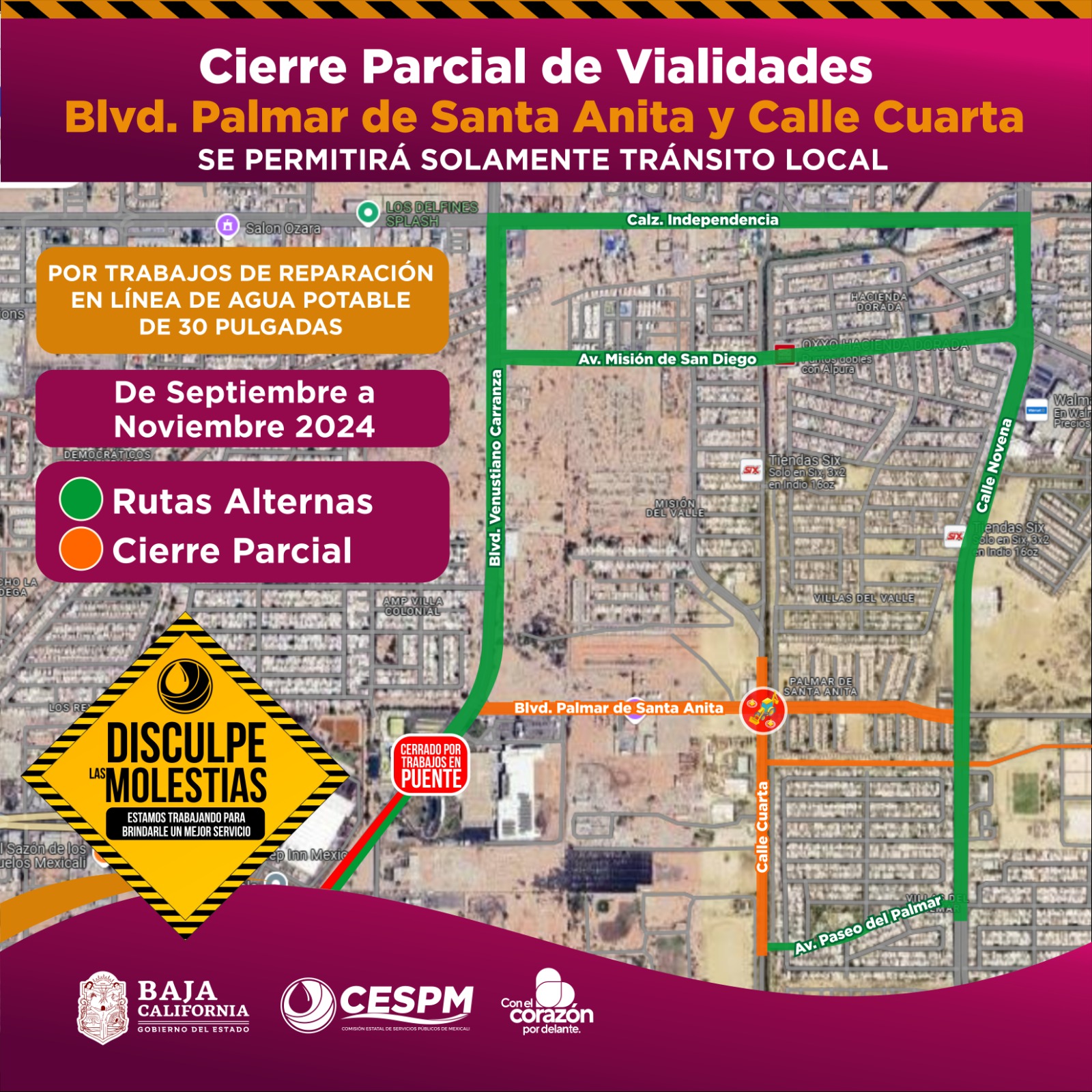 CESPM CONTINÚA CON LOS TRABAJOS DE RENOVACIÓN DE TUBERÍA DE 30 PULGADAS EN EL PALMAR DE SANA ANITA 