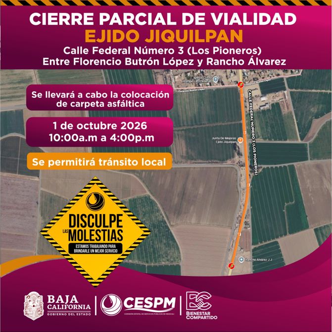 CESPM LLEVARÁ A CABO TRABAJOS DE REPOSICIÓN DE PAVIMENTO EN EL EJIDO JIQUILPAN